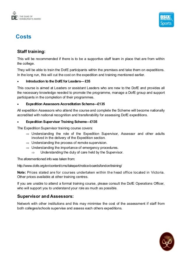 Duke of Edinburgh Managers Handbook