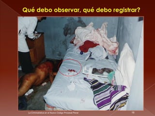 Qué debo observar, qué debo registrar?




 La Criminalística en el Nuevo Código Procesal Penal   16
 