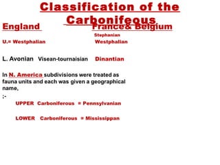 Classification of the
Carbonifeous
 