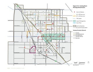 3-52 | TURLOCK GENERAL PLAN
")
")")
")
")
")
")
")")
")
")
")
")
")
")
")
")
")
") ")
")
")
")")
")
")
")")
")
")
")
")
")
")
")
")
")
")
")
")
")
")
W CHRISTOFFERSEN PKWY E CHRISTOFFERSEN PKWY
WTAYLOR RD ETAYLOR RD
W MONTEVISTA AVE E MONTEVISTA AVE
ETUOLUMNE RDWTUOLUMNE RD
E HAWKEYE AVEFULKERTH RD
WEST MAIN ST EAST AVE
E LINWOOD AVEW LINWOOD AVE
SWALNUTRD
SLANDERAVE
SOUTH AVE
W CANAL DR
E CANAL DR
NWALNUTRD
GEERRD
NOLIVEAVE
NBERKELEYAVE
NQUINCYRD
O
LIVEAVE
MARSHALL ST
D
ST
FIFTH
ST
N
GO
LD
EN
STATE
BLVD
SGO
LD
EN
STATE
BLVD
SQUINCYRD
SJOHNSONRD
NDAUBENBERGERRD
NROSEST
DELSLN
CROWELLRD
NCOLORADOAVE
E MINNESOTA AVE
NORTH AVE
NSODERQUISTRD
SKILROYRD
STEGNERRD
FRANSILLN
DIANNEDR
GOLFRD
HARDING RD
BRIER RD
¥¥
99
¥¥
99
Turlock
Regional
Water Quality
Control Facility
Existing Stormwater
Infrastructure
0 0.5 10.25
Miles
Source:WestYost, 2011; City ofTurlock, 2011;
Dyett and Bhatia, 2011.
") Storm Lift Stations
Study Area Boundary
City Limits & County Islands
Lateral 4 Drainge Area
TID Laterals
24" - 48" Storm Line
49" - 60" Storm Line
Storm Pond
Draft General Plan
Figure 3-14
Freeway
Existing Expressway
Existing Arterial
Existing Collector
Railroads
Existing Circulation Network
Figure 3-13:	 Existing Storm
Drainage Infrastructure
 