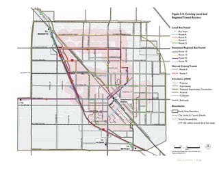 CIRCULATION | 5-35
W CHRISTOFFERSEN PKWY E CHRISTOFFERSEN PKWY
W TAYLOR RD E TAYLOR RD
E MONTEVISTA AVE
E TUOLUMNE RDW TUOLUMNE RD
E HAWKEYE AVEFULKERTH RD
WEST MAIN ST EAST AVE
E LINWOOD AVEW LINWOOD AVE
SWALNUTRD
SLANDERAVE
SOUTH AVE
W CANAL DR
E CANAL DR
NWALNUTRD
GEERRD
NOLIVEAVE
NBERKELEYAVE
NQUINCYRD
O
LIVEAVE
MARSHALL ST
D
ST
FIFTH
ST
N
GO
LD
EN
STATE
BLVD
SGO
LD
EN
STATE
BLVD
SQUINCYRD
SJOHNSONRD
NDAUBENBERGERRD
NROSEST
DELSLN
CROWELLRD
NCOLORADOAVE
E MINNESOTA AVE
NORTH AVE
NSODERQUISTRD
SKILROYRD
STEGNERRD
FRANSILLN
DIANNEDR
GOLFRD
HARDING RD
BRIER RD
99
99
TO
HILMAR
TO
MODESTO
10
10
10
15
15
15
70
70
45
45
45
45
6
6
6
6
6
7
7
7
W MONTEVISTA AVE
TO
MERCED
TO
GUSTINE
Greyhound
Station
Local & Regional
Transit Access
0 0.5 10.25
Miles
Bus Stops
Route A
Route B
Route C
Route D
Stanislaus Regional BusTransit
Route 10
Route 15
Route 45
Route 70
General Plan
Figure 5-5
Boundaries
Merced CountyTransit
Circulation (2030)
Source: Omni-Means, 2011; City ofTurlock, 2011;
Dyett and Bhatia, 2011.
Local BusTransit
Route 6
Route 7
Freeway
Expressway
Potential Expressway Connection
Arterial
Collector
Railroads
Study Area Boundary
City Limits & County Islands
Transit Accessibility
(1/4 mile radius around local bus stop)
Figure 5-5:	Existing Local and
Regional Transit Access
 