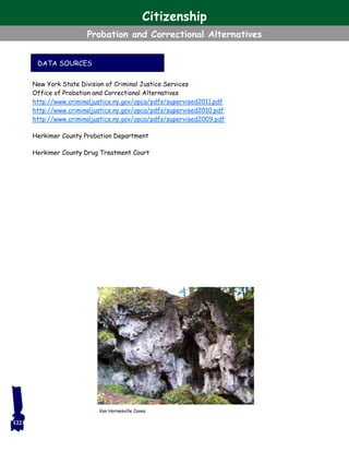 Van Hornesville Caves
DATA SOURCES
New York State Division of Criminal Justice Services
Office of Probation and Correctional Alternatives
http://www.criminaljustice.ny.gov/opca/pdfs/supervised2011.pdf
http://www.criminaljustice.ny.gov/opca/pdfs/supervised2010.pdf
http://www.criminaljustice.ny.gov/opca/pdfs/supervised2009.pdf
Herkimer County Probation Department
Herkimer County Drug Treatment Court
122
Citizenship
Probation and Correctional Alternatives
 