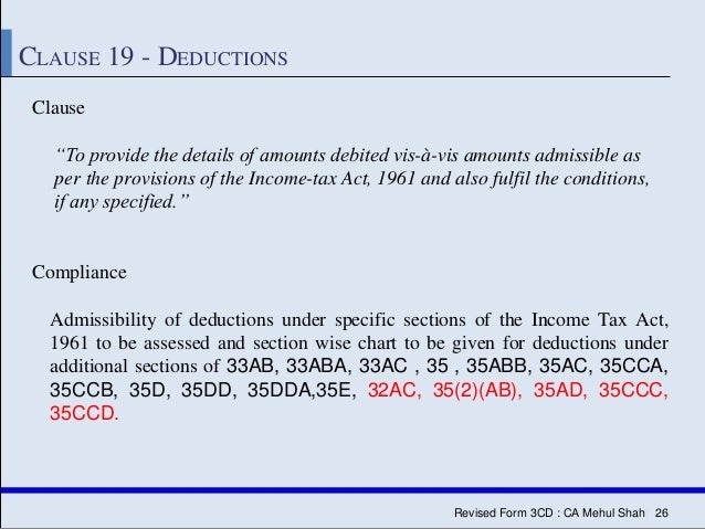revised form 3cd presentation section 35 of income tax act chart