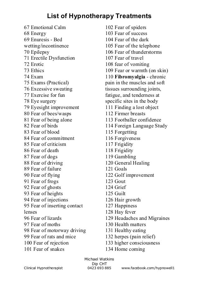 List of Therapy Treatments