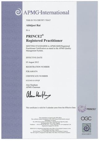 PRINCE2 Certificate