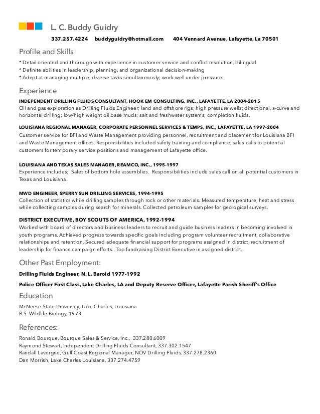 Guidry, L.C. - Resume.Drilling Fluids Engineer