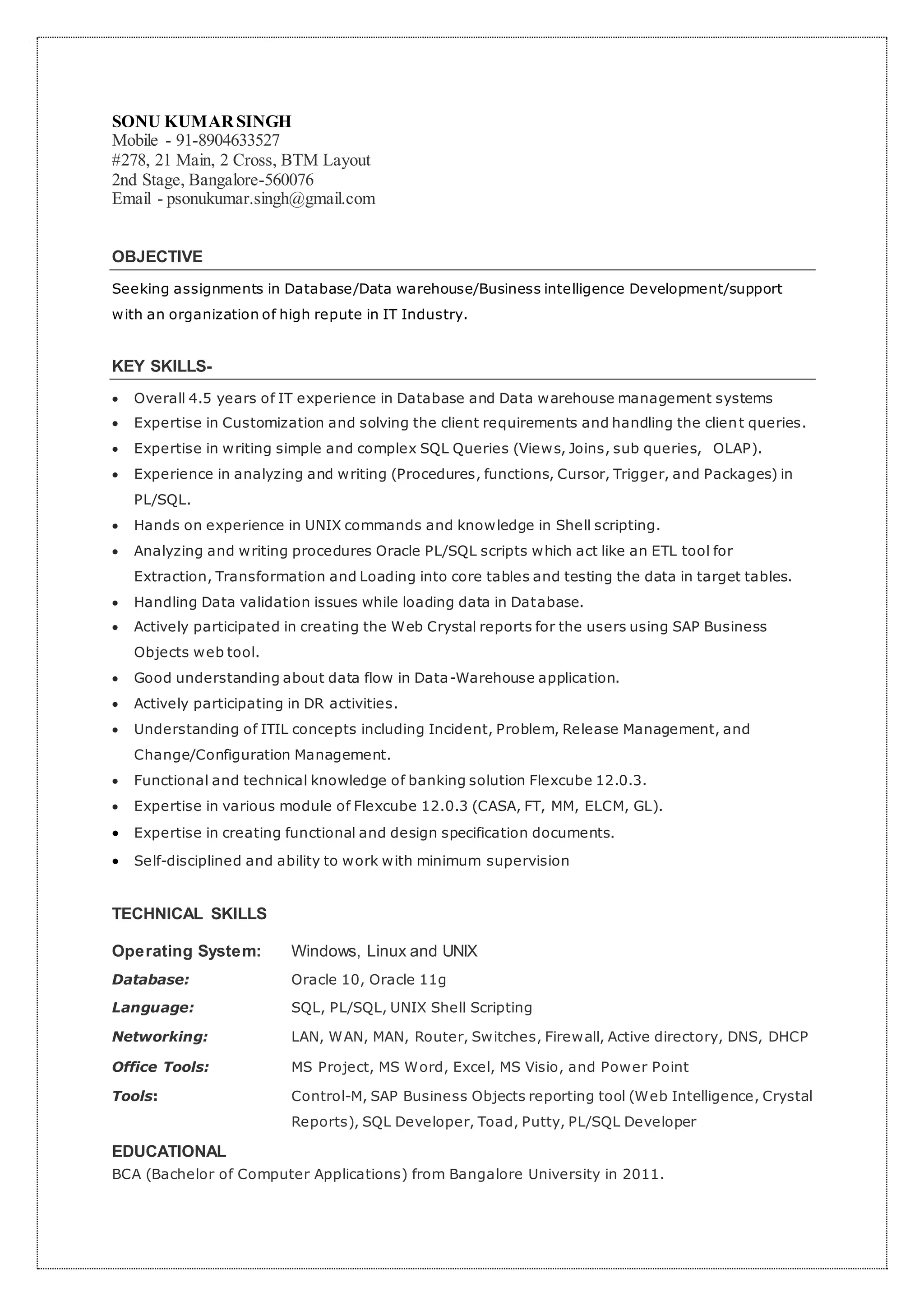 Sonu Singh Resume | DOCX
