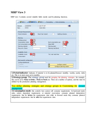 MRP views in Material Master
