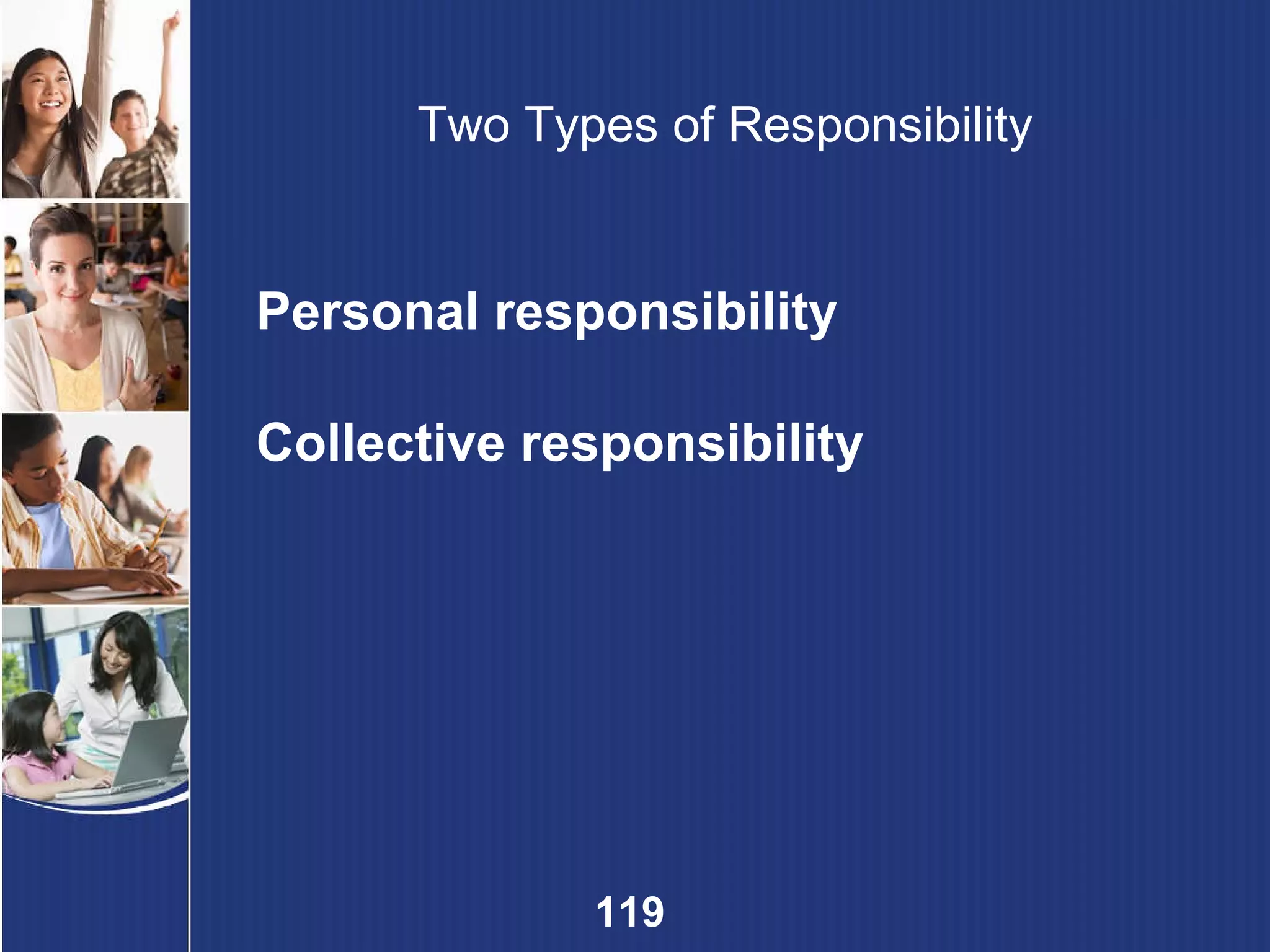Two Types of Responsibility Personal responsibility Collective responsibility 