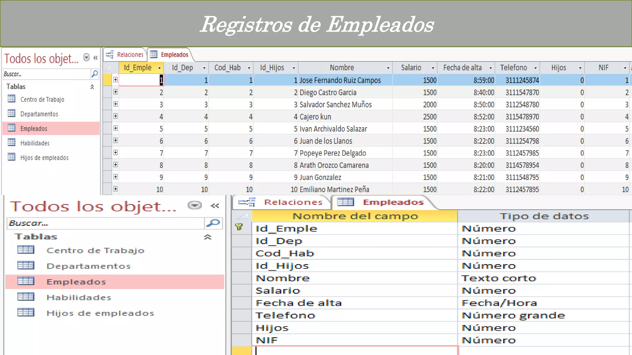Registros de Empleados