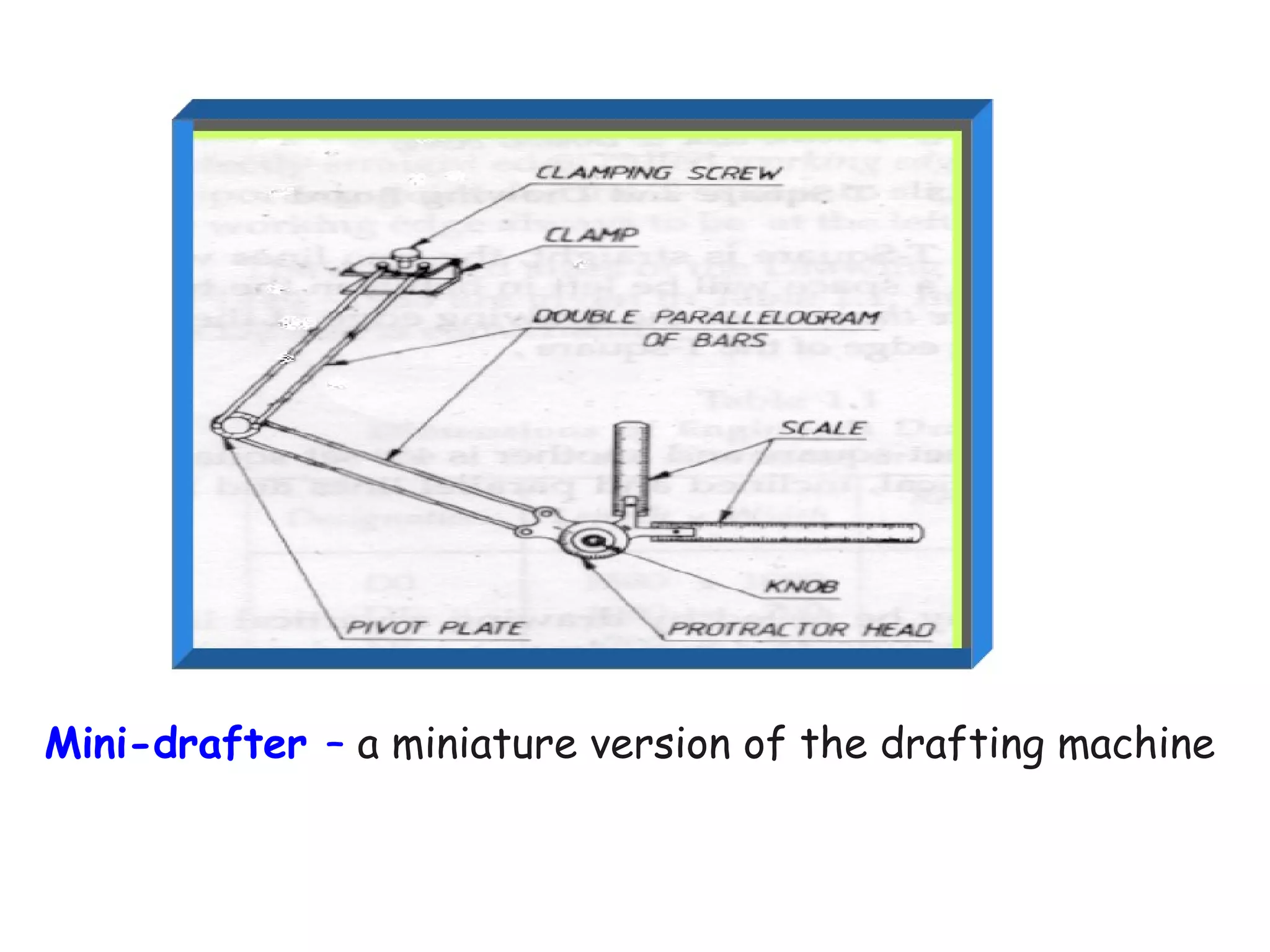 Mini-drafter – a miniature version of the drafting machine

 