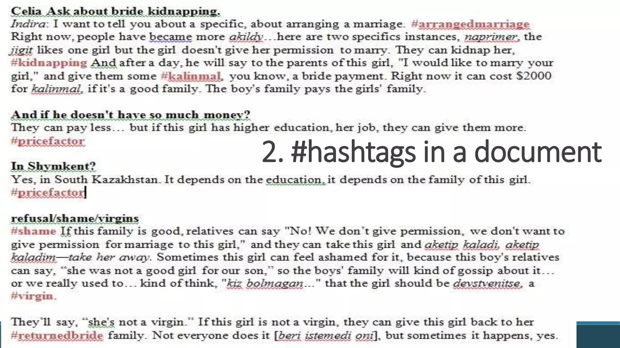 2. #hashtags in a document
 