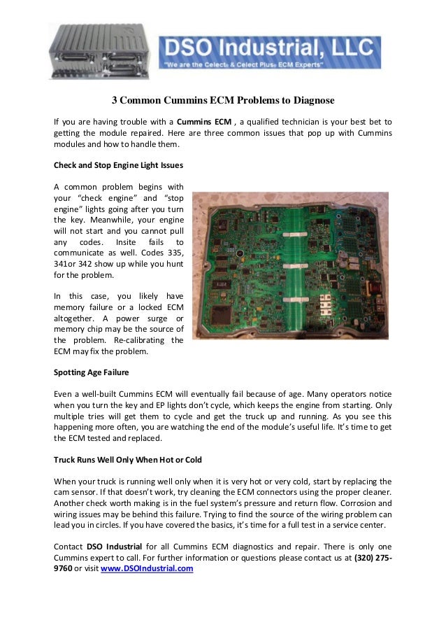 3 common cummins ecm problems to diagnose