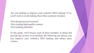 3 Common SEO Mistakes And How To Avoid Them | PDF | Search | Internet