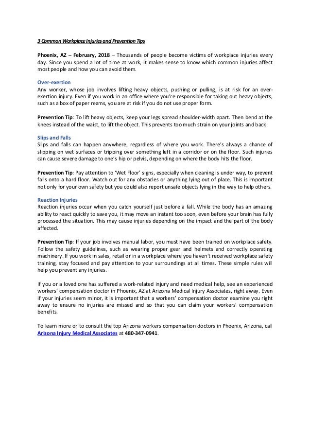 3 Common Workplace Injuries And Prevention Tips