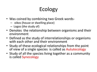Concept of Ecology , ecosystem and enviroment management | PDF