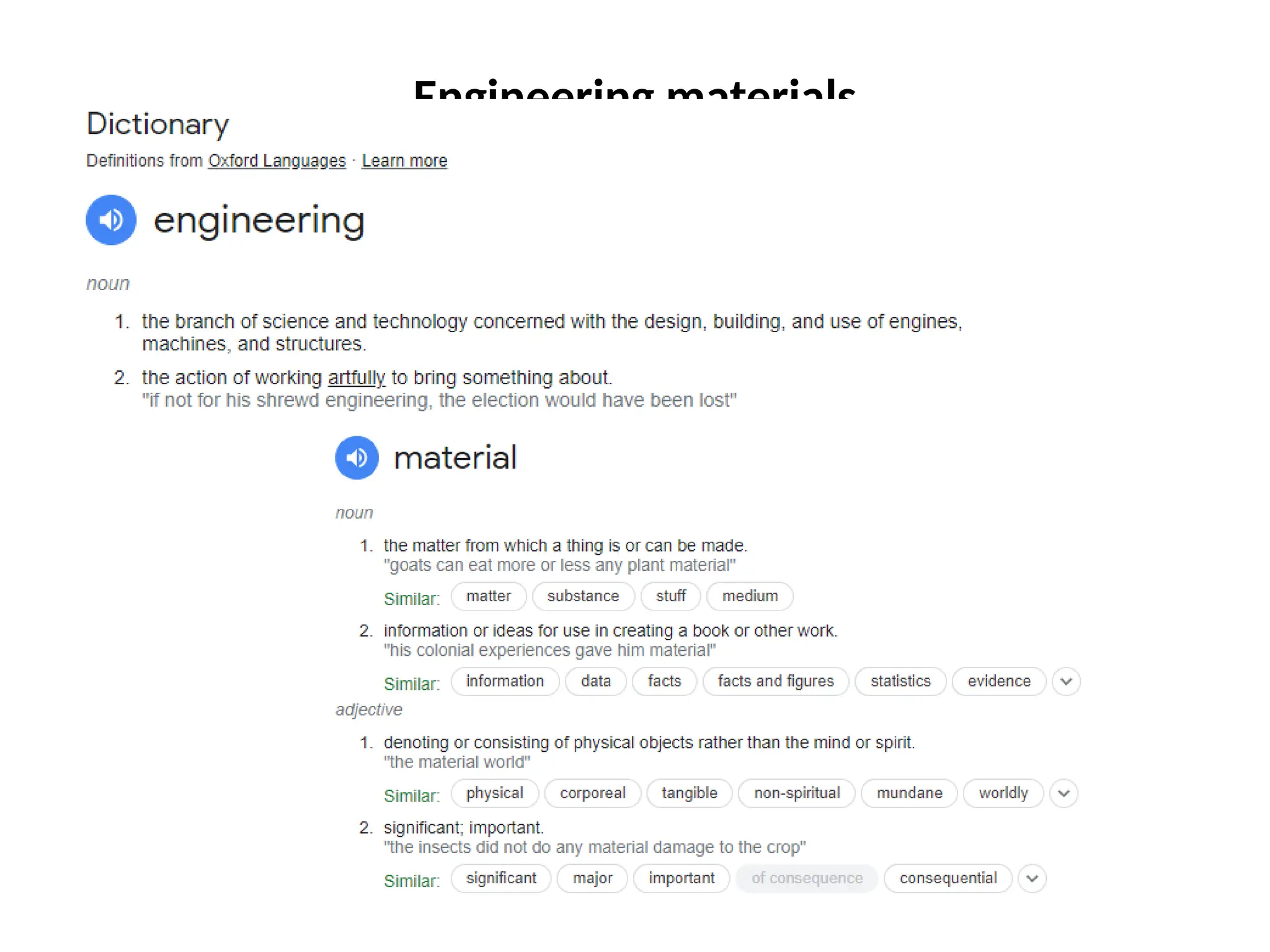 Engineering materials
 
