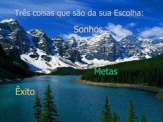 Três coisas que são da sua Escolha: Sonhos... Êxito Metas 