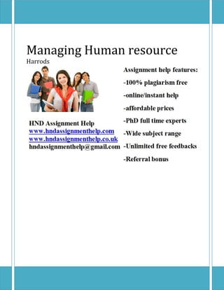 Managing Human resource
Harrods
 