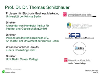 © 19.12.14, IMT-HSG
Seite 95
Prof. Dr. Dr. Thomas Schildhauer
95
Professor für Electronic Business/Marketing
Universität d...