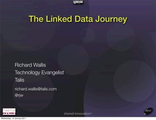 The Linked Data Journey




              Richard Wallis
              Technology Evangelist
              Talis
              richard.wallis@talis.com
              @rjw




Wednesday, 12 January 2011
 