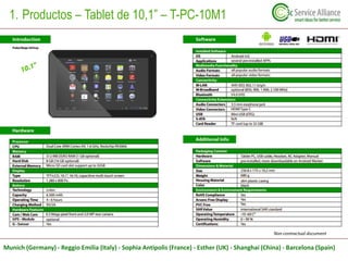 1. Productos – Tablet de 10,1” – T-PC-10S2




Munich (Germany) - Reggio Emilia (Italy) - Sophia Antipolis (France) - Esth...