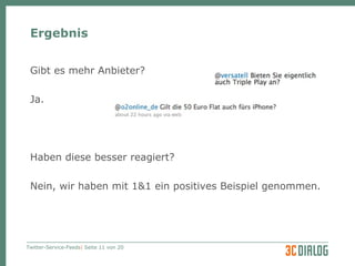 Ergebnis Gibt es mehr Anbieter? Ja. Haben diese besser reagiert? Nein, wir haben mit 1&1 ein positives Beispiel genommen. 
