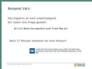Beispiel 1&1: Das Ergebnis ist noch unbefriedigend. Wir haben eine Frage gestellt: Nach 17 Minuten bekamen wir eine Antwort: 