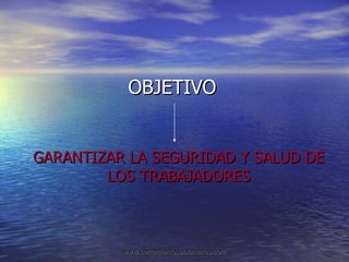 OBJETIVO GARANTIZAR LA SEGURIDAD Y SALUD DE LOS TRABAJADORES 