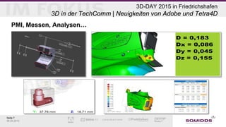 Seite 7
06.05.2015
3D-DAY 2015 in Friedrichshafen
3D in der TechComm | Neuigkeiten von Adobe und Tetra4D
PMI, Messen, Analysen…
 