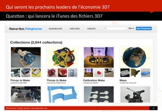  



   L’impression	
  3D	
  va	
  reme]re	
  en	
  cause	
  toute	
  la	
  chaîne	
  de	
  valeur!
   Un	
  écroulement	
  du	
  transport	
  de	
  marchandises?




   ©HUB	
  Ins*tute.	
  All	
  rights	
  reserved	
  	
  |	
  www.HUBins*tute.com                 16	
  

jeudi 7 mars 13
 