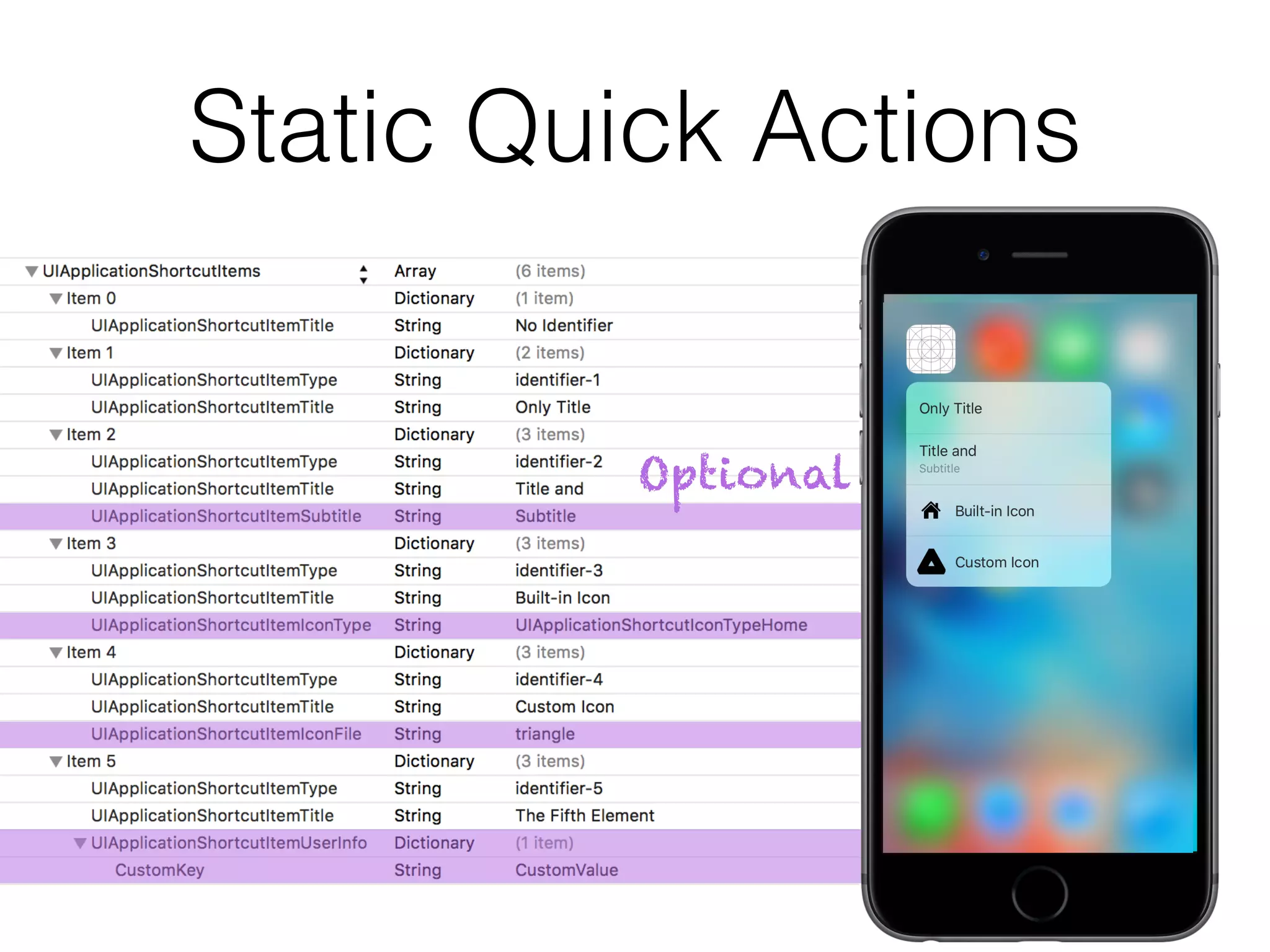 Static Quick Actions
Optional
 