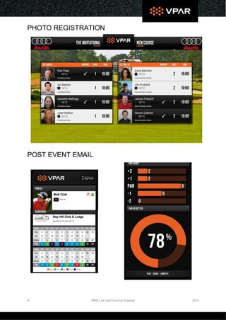 4 VPAR Live Golf Scoring Proposal 2014
PHOTO REGISTRATION
POST EVENT EMAIL
 