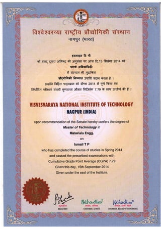 1. Devadas Pranassery _ Masters Degree (MTech in Civil Engineering