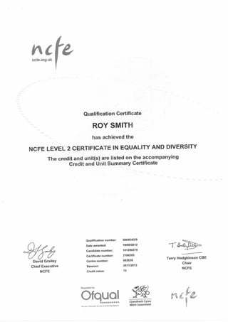 NVQ Level 2 Equality and Diversity Certificate