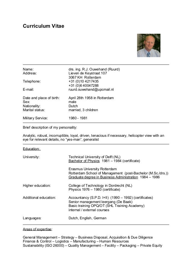 Curriculum Vitae (English) RJ Ouwehand