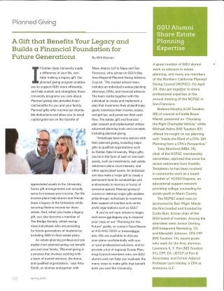 WGW article on planned giving in GGU mag