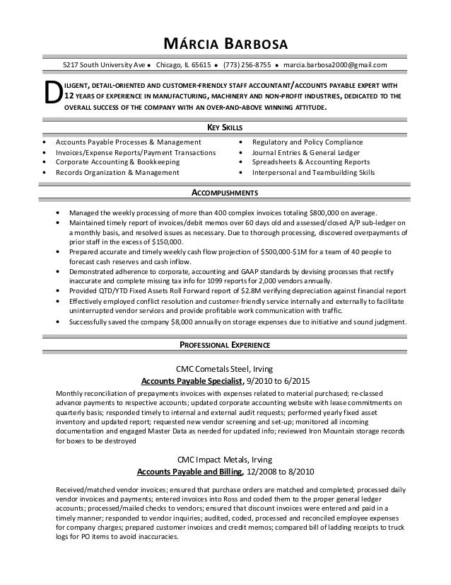 resume for accounts payable