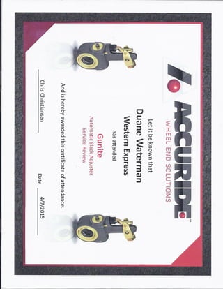 Gunite Certificate Auto Slack