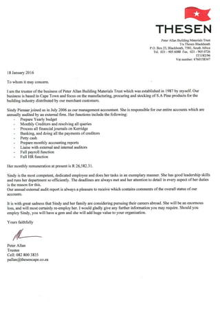 Reference Letter - Peter Allan