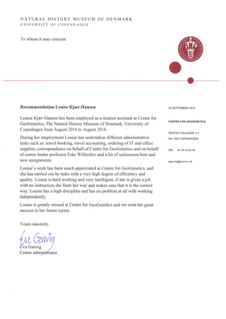 CGG anbefaling recommendation letter