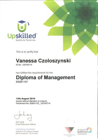 Diploma of Management BSB51107