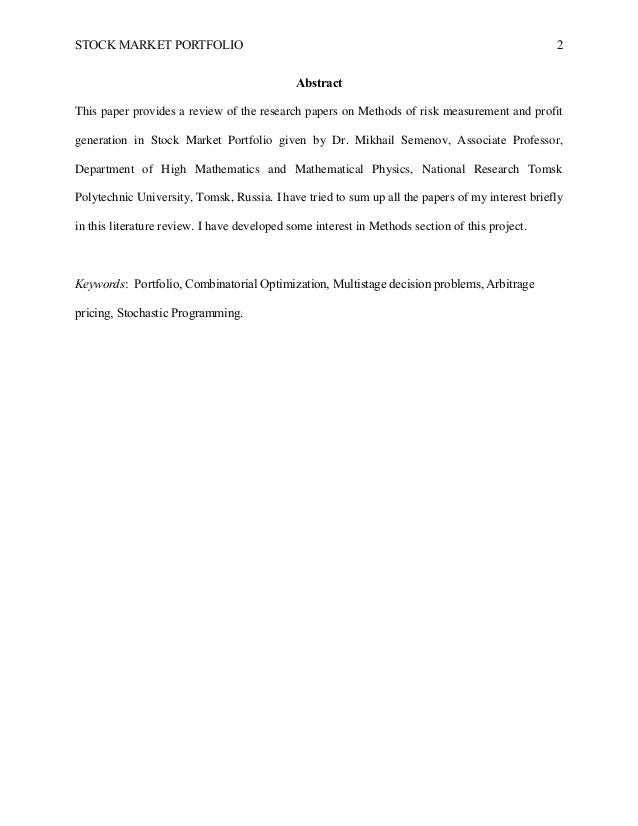 Market risk research paper