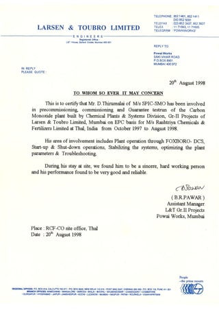 SPIC Commendation Cert