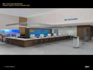BDO - South Tower Retail Branch
GENERAL SERVICE TELLERS & QUEUING AREA
 