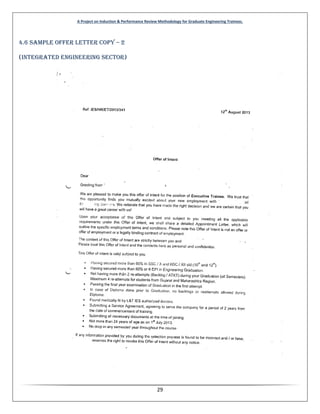 A Project on Induction & Performance Review Methodology for Graduate Engineering Trainees.
29
4.6 Sample Offer Letter Copy – 2
(Integrated Engineering Sector)
 