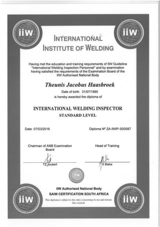International Welding InspectorCert