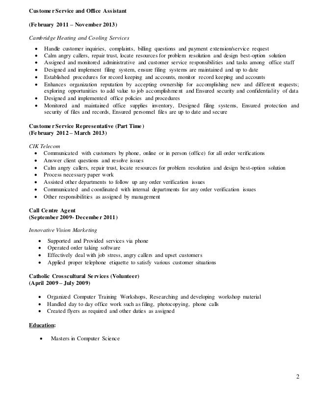 Handle Customers Resume Handle Customers Resume