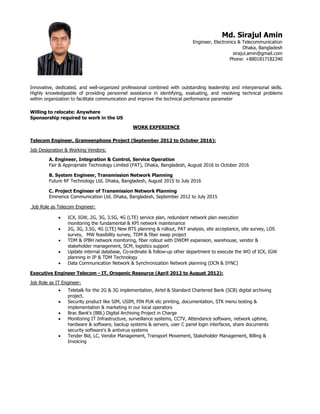 CV of Md Sirajul Amin | PDF