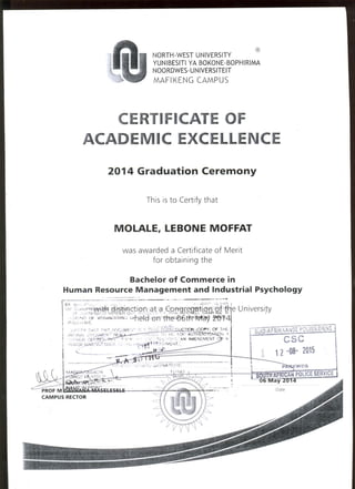 certificate of academic excellence